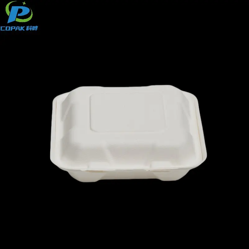 8 inch 3 compartment eco-friendly bagasse clamshell box