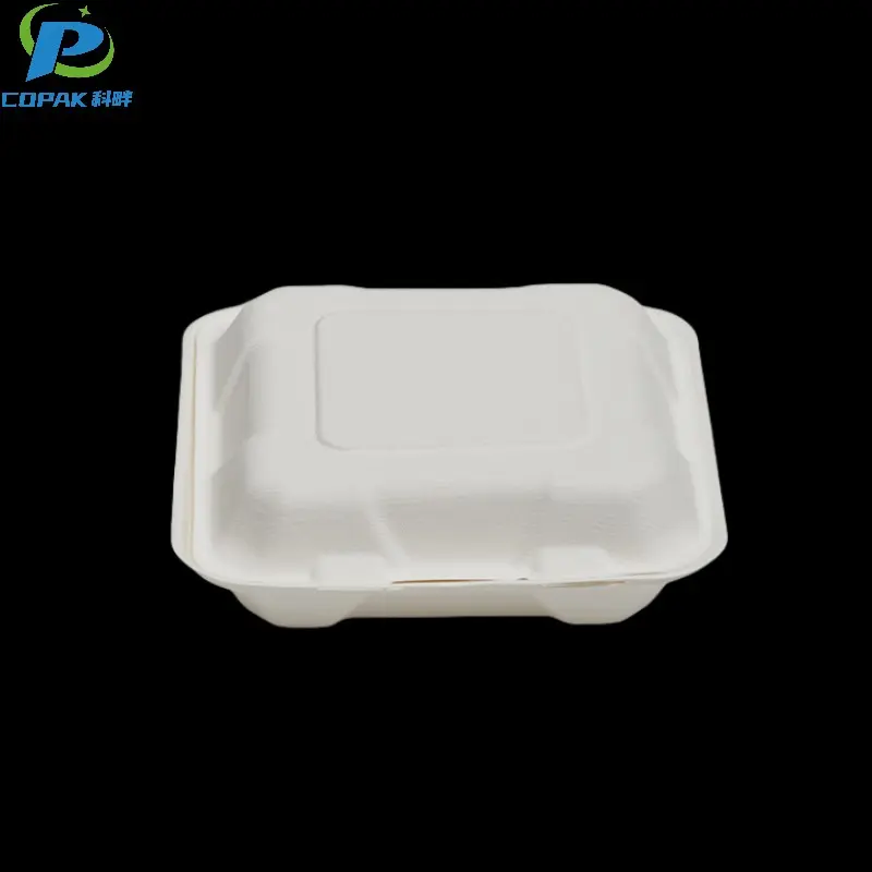 8 inch Disposable Bagasse Fiber American Style Clamshell