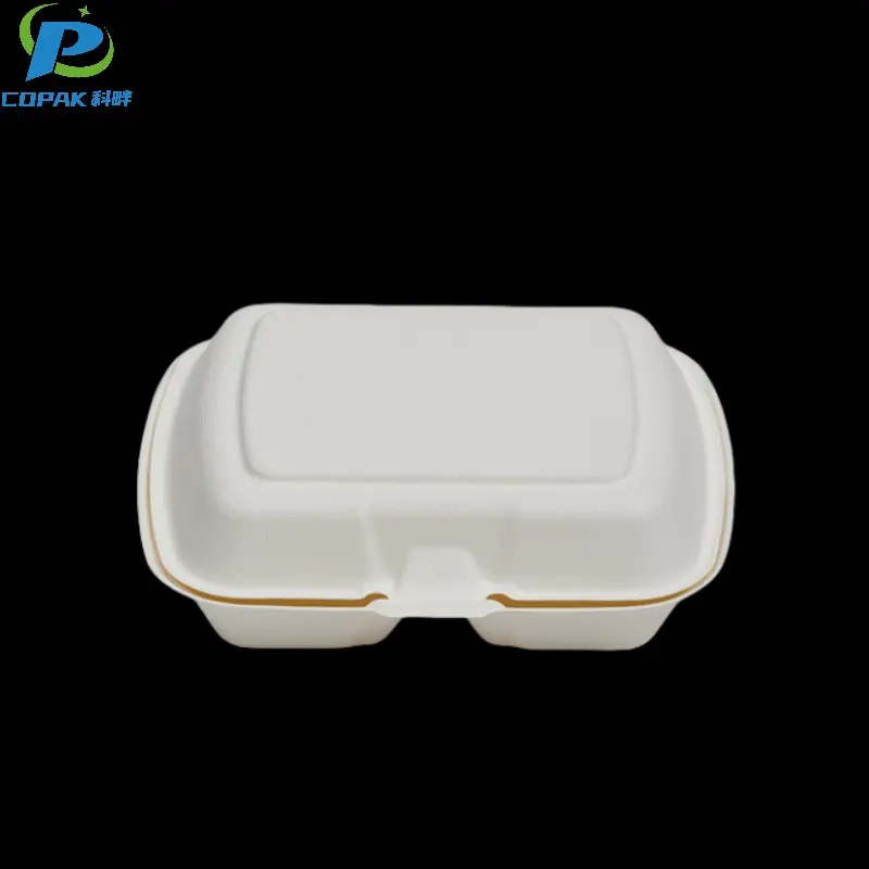 9*8 inch eco-friendly bagasse pulp clamshell